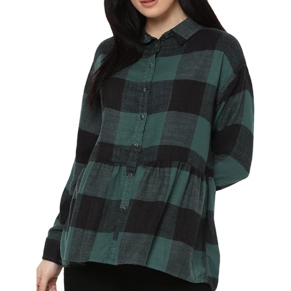 American Eagle Plaid Peplum Top Size Small